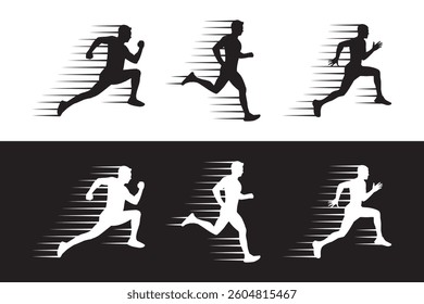 Running collection. Run fast silhouette. Sports athlete collection