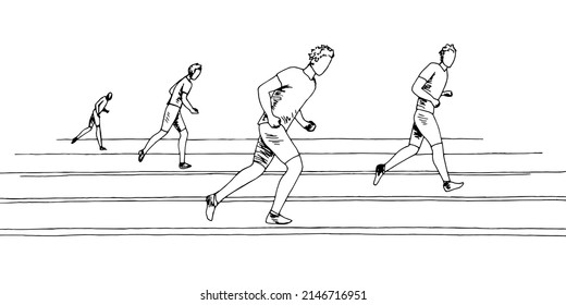 Running competition graphic black white sport sketch illustration vector 