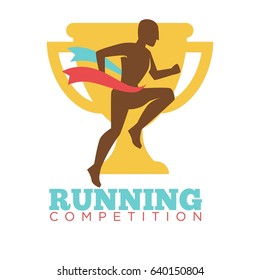 Carrera de competidor sobre el fondo del logotipo de copa de recompensa dorada