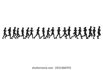 Running competition vector illustration. Running people silhouettes.