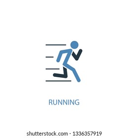 running concept 2 colored icon. Simple blue element illustration. running concept symbol design. Can be used for web and mobile UI/UX