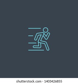 running concept blue line icon. Simple thin element on dark background. running concept outline symbol design. Can be used for web and mobile UI/UX