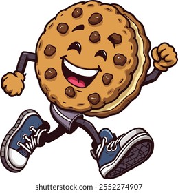 A running cookies vector illustration