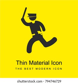 Running cop bright yellow material minimal icon or logo design