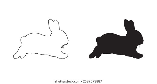 Running Cottontail Outline - Crisp and Modern Rabbit Silhouette
