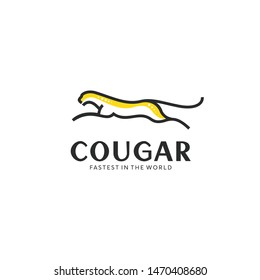 Running Cougar Logo Design Template Inspiration - Vector