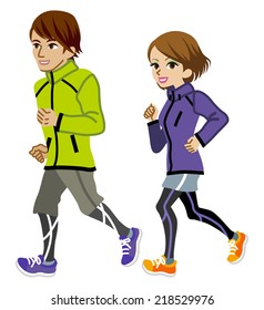 Running couple Isolated