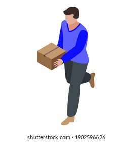 Running courier icon. Isometric of running courier vector icon for web design isolated on white background
