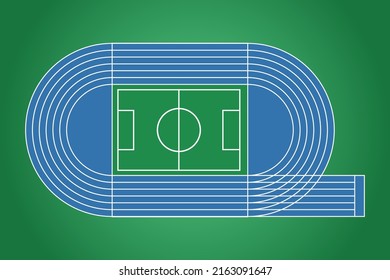 Running court flat design, Run field graphic illustration, Vector of running court and layout.