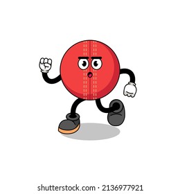 running cricket ball mascot illustration , character design