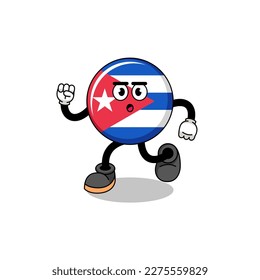 running cuba flag mascot illustration , character design