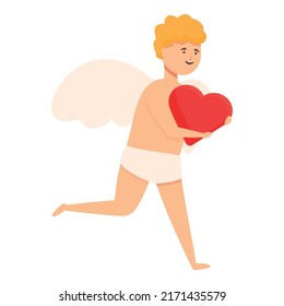 Running Cupid Icon Cartoon Vector. Love Day. Romance Gift