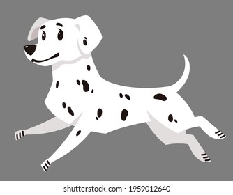 Running Dalmatian side view. Beautiful pet in cartoon style.