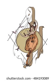 Running deer color 2, vector