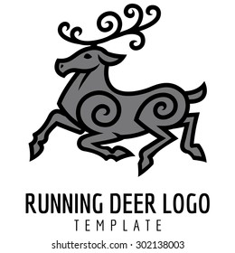 Running deer - icon or logo template vector 
