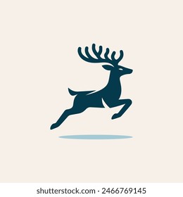 Running deer logo concept Deer logo design template Deer silhouette 