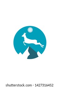 Running deer over the mountains