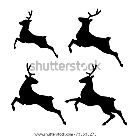 Running Deer set. Vector illustration.