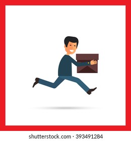Running delivery man icon