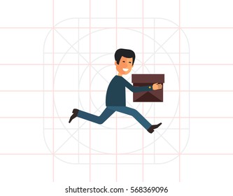Running delivery man icon
