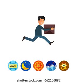 Running delivery man icon