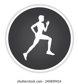 Running design on black button background,clean vector