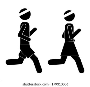 running design over white background vector illustration