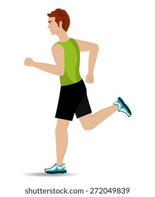 Running design over white background, vector illustration.