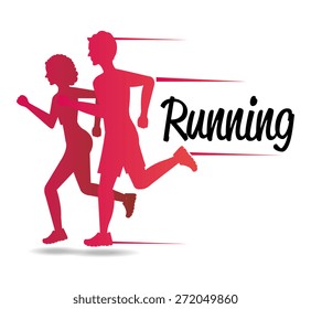 Running design over white background, vector illustration.