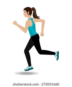 Running design over white background, vector illustration.