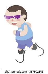 running disabled man with artificial legs cartoon vector