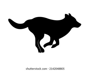 Running dog animal Silhouette Vector Illustration.