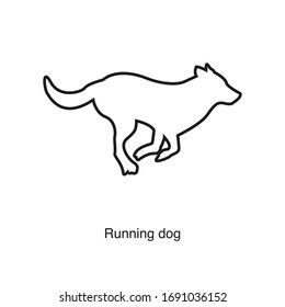 Running dog icon vector on white background. Black icon illustration