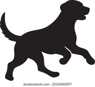 running dog silhouette design vector art illustration