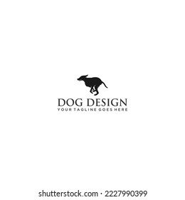Running dog silhouette minimalist black and white graphic design