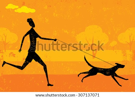 Running with dog
A woman running with her dog over an abstract park background. The woman & dog and background are on separate labeled layers.