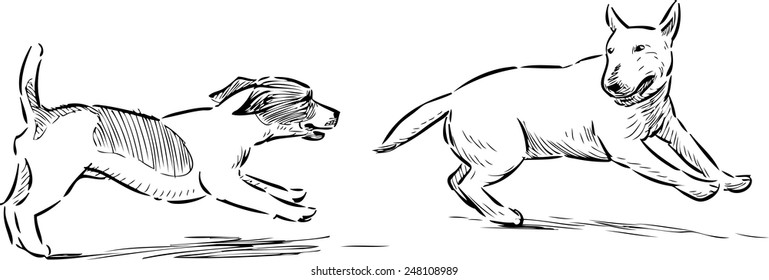 Drawing Of A Dog Running
