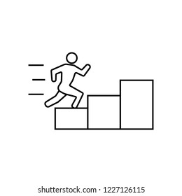 Running down the stairs man outline icon black color isolated on white background