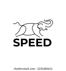 Running elephant speed line art logo design