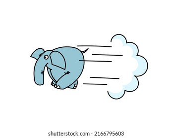 Running elephant. Vector doodle drawing.	
