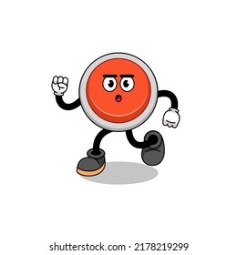 running emergency button mascot illustration , character design