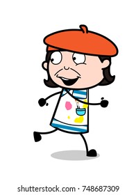 Running for Escape - Cartoon Artist Vector Illustration