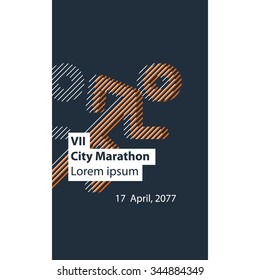 Running event poster design, city marathon banner, cross fit training, sports activity identity, runner logo, vector illustration
