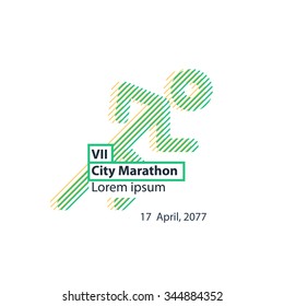 Running event poster design, city marathon banner, cross fit training, sports activity identity, runner logo, vector illustration