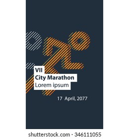 Running event poster design, city marathon banner, cross fit training, sports activity identity, runner logo, vector illustration
