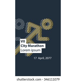Running event poster design, city marathon banner, cross fit training, sports activity identity, runner logo, vector illustration
