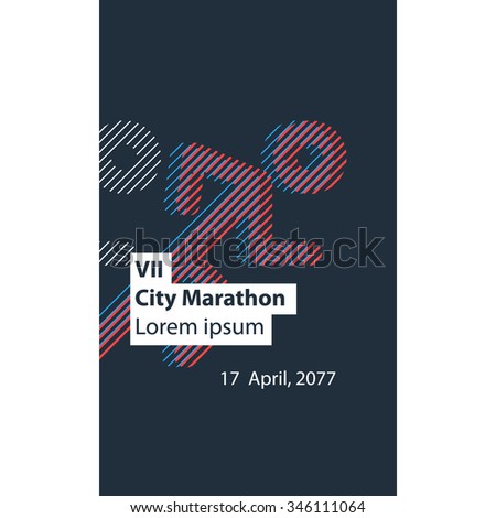 Running event poster design, city marathon banner, cross fit training, sports activity identity, runner logo, vector illustration