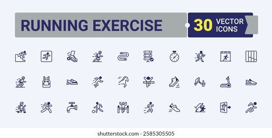 Running Exercise line icon. It contains symbols to fitness, summer, healthy, activity, exercise, action, woman, athletic. Outline symbol collection. Solid line editable vector illustration.