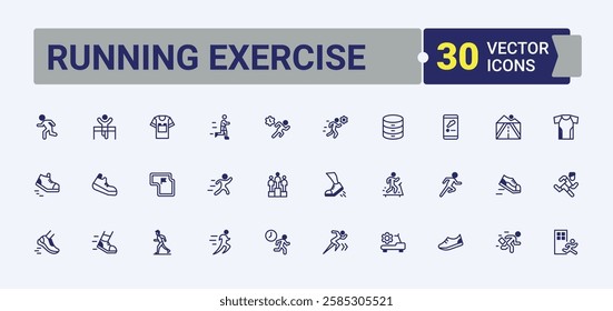 Running Exercise line icon. It contains symbols to fitness, summer, healthy, activity, exercise, action, woman, athletic. Outline symbol collection. Solid line editable vector illustration.