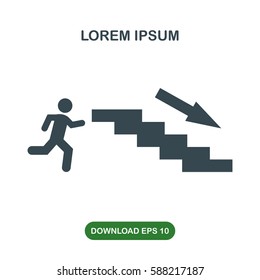Running to exit on stairs icon vector